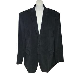 Lauren Ralph Lauren Black Corduroy‎ Blazer 44R Suede Elbow Patches Duck Lining